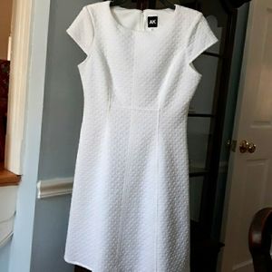 Ann Klein, size S White Textured Cap Sleeve Dress, with sweater, $10
